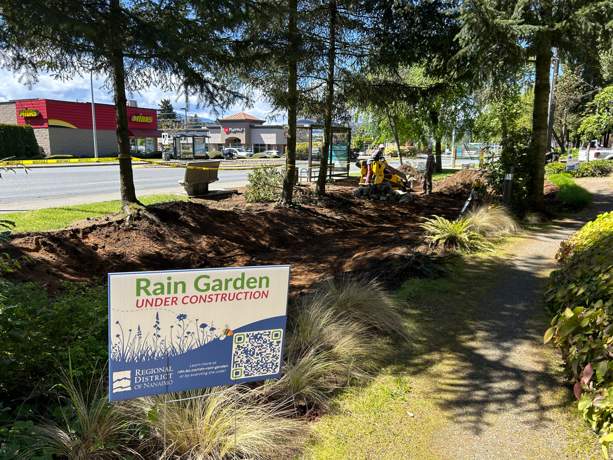Rain garden under construction