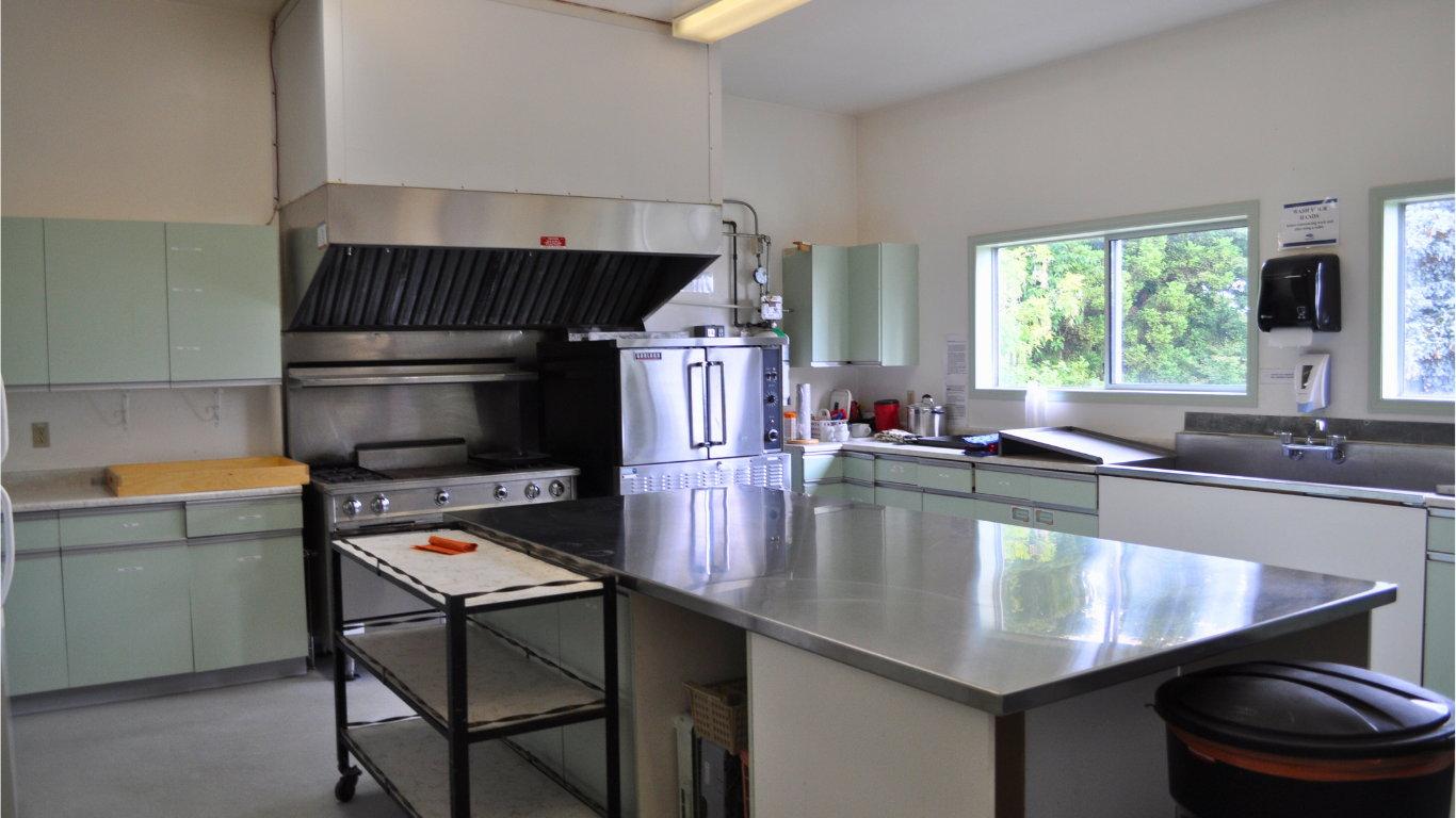 Kitchen space availble for food prep.
