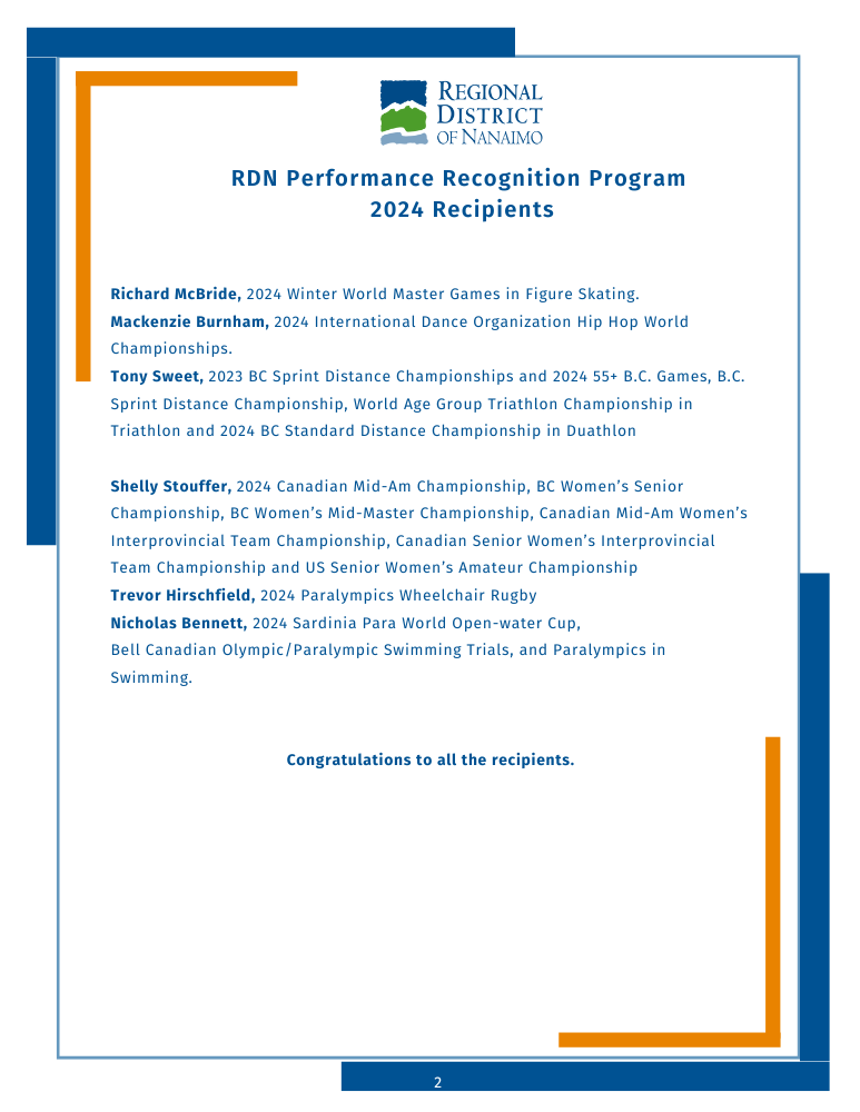 Performance Recognition 2024 Recipients