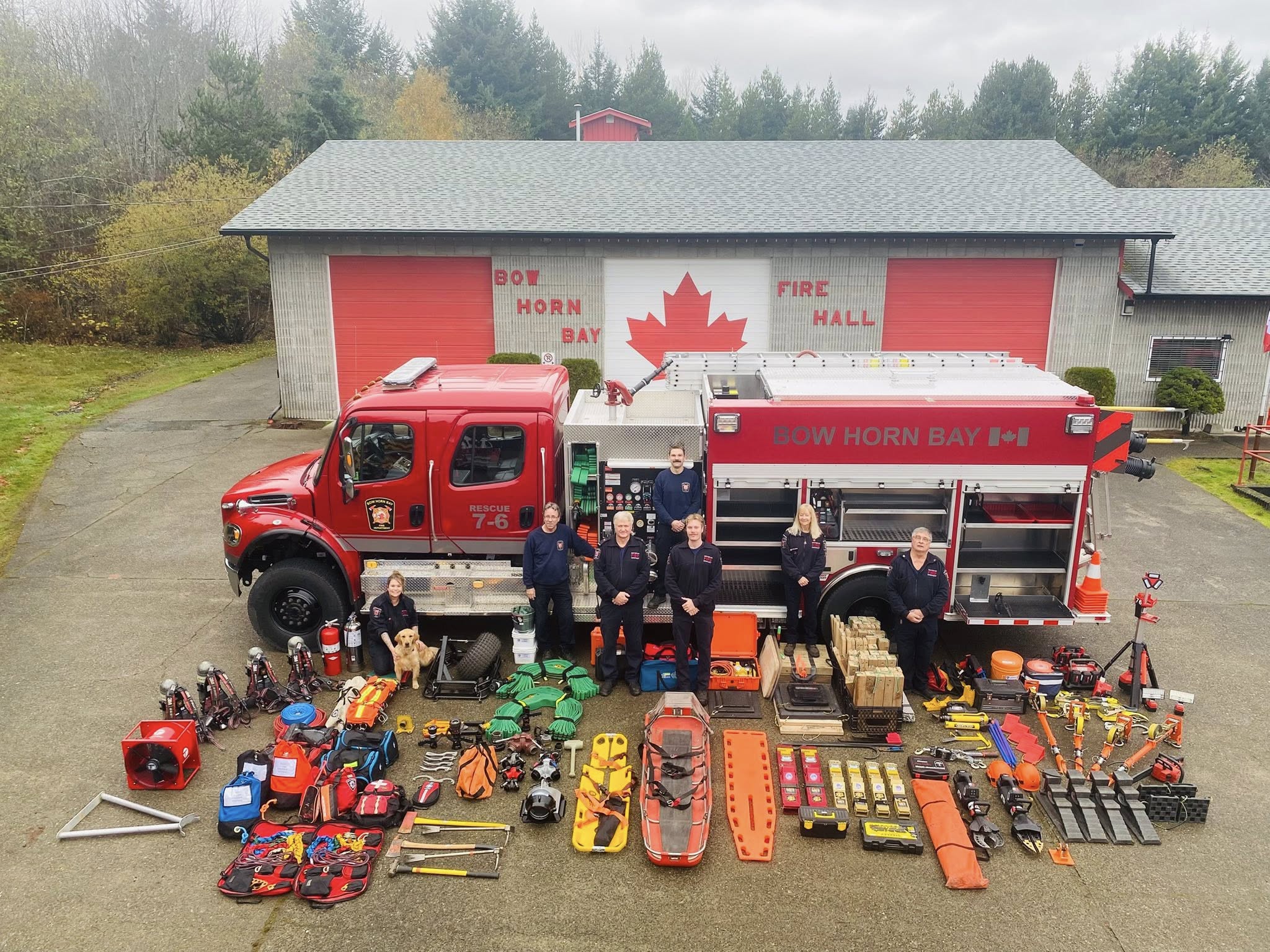 Bow Horn Bay Fire Department New Fire Truck with Team Members