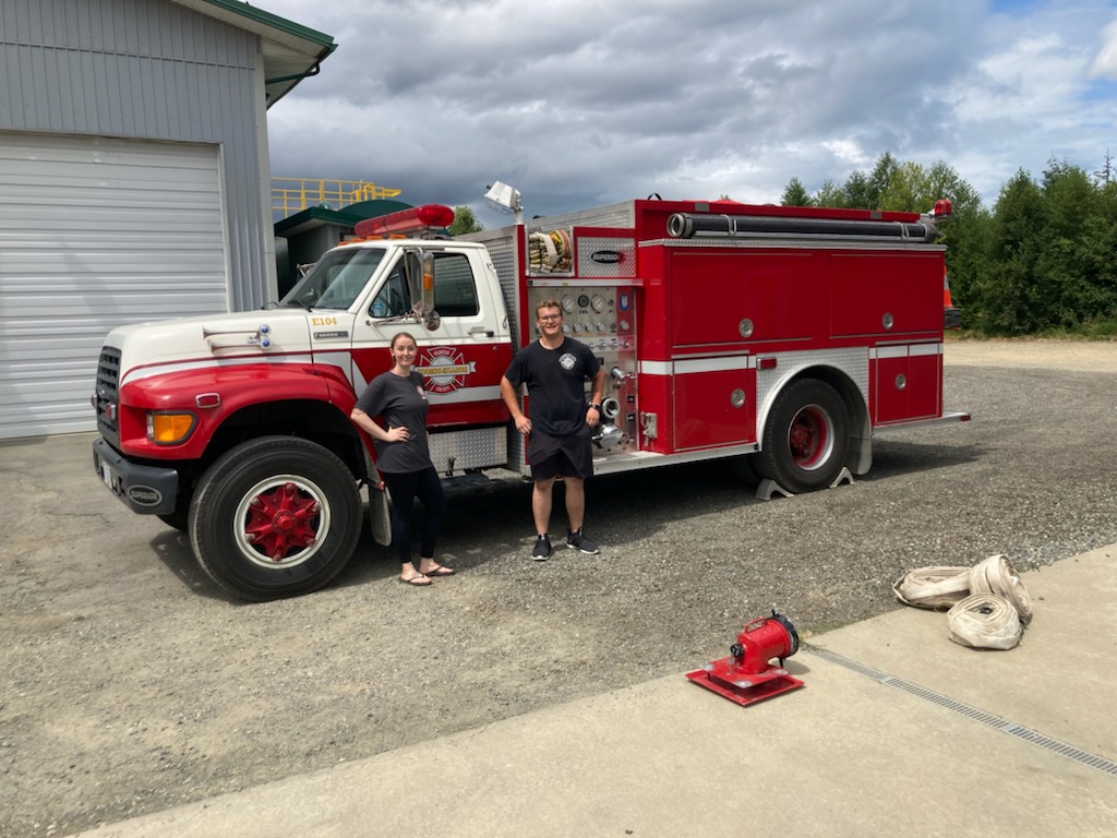 Firefighter J Jones and Firefighter Z Mosher with Coombs Tender Unit 104