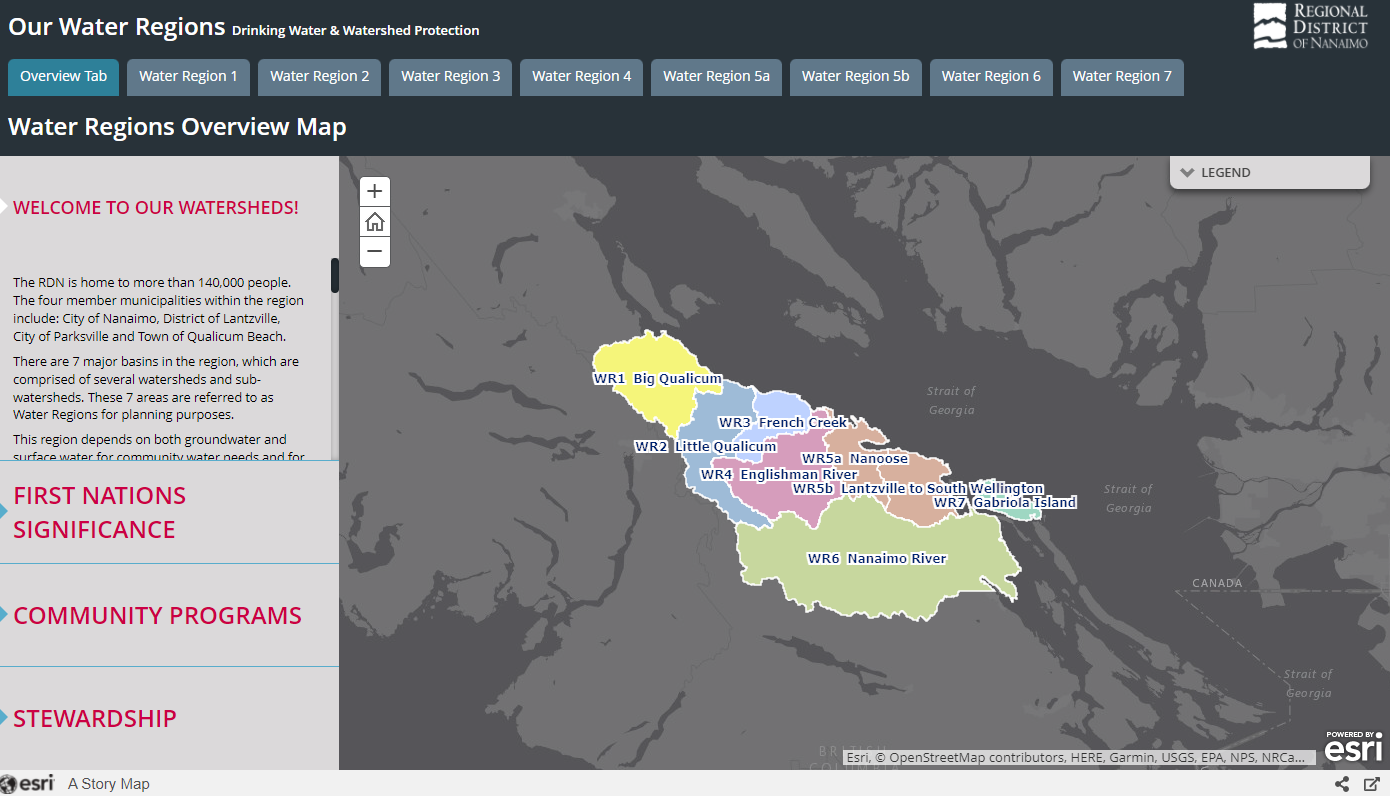 Interactive Water Regions Map screenshot