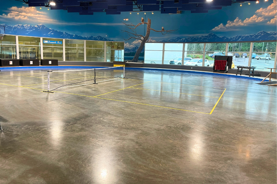 Pond floor available for pickleball court bookings and large events